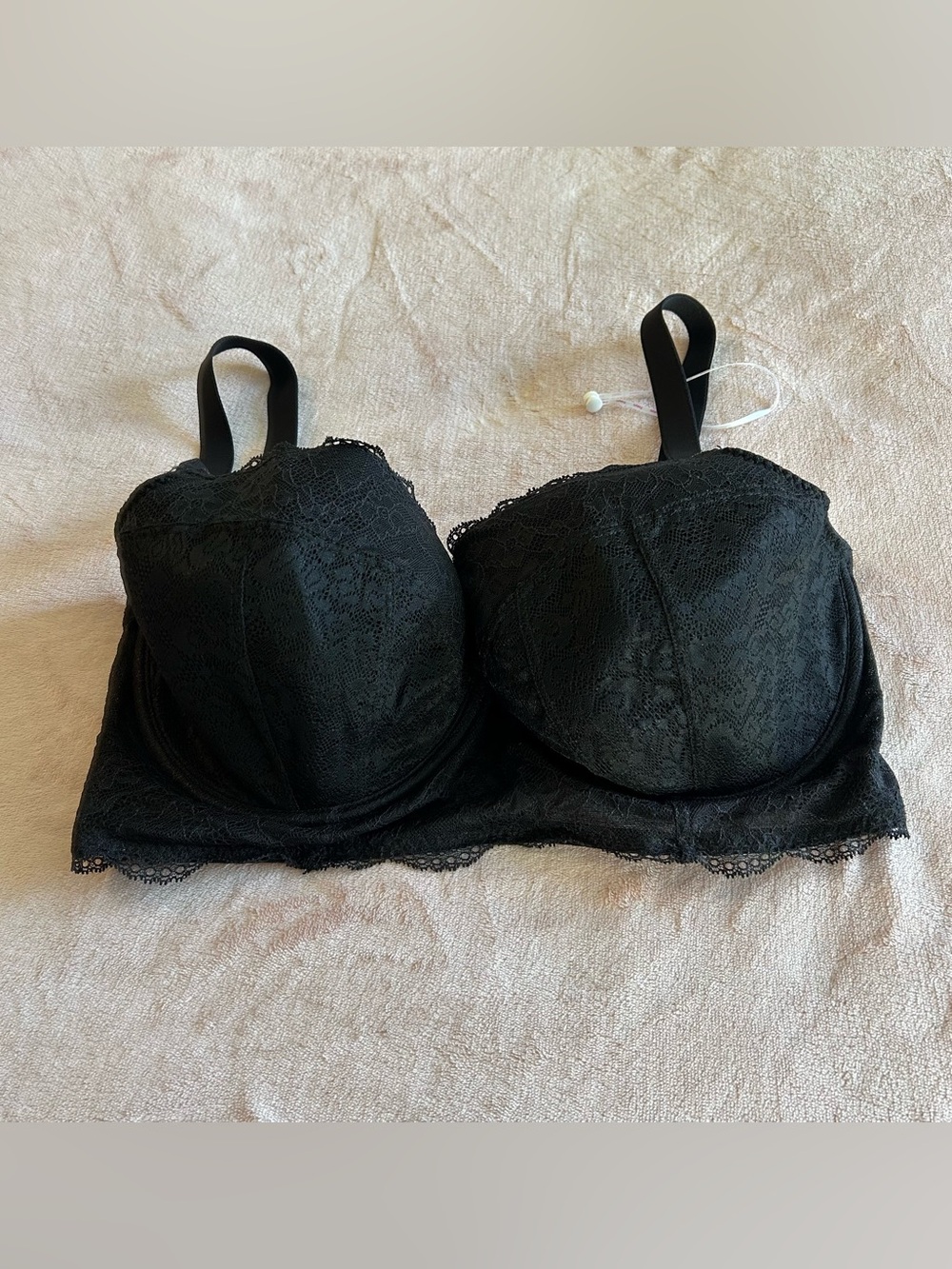 Freya black floral lace lightly lined underwired bra size 36H adjustable straps